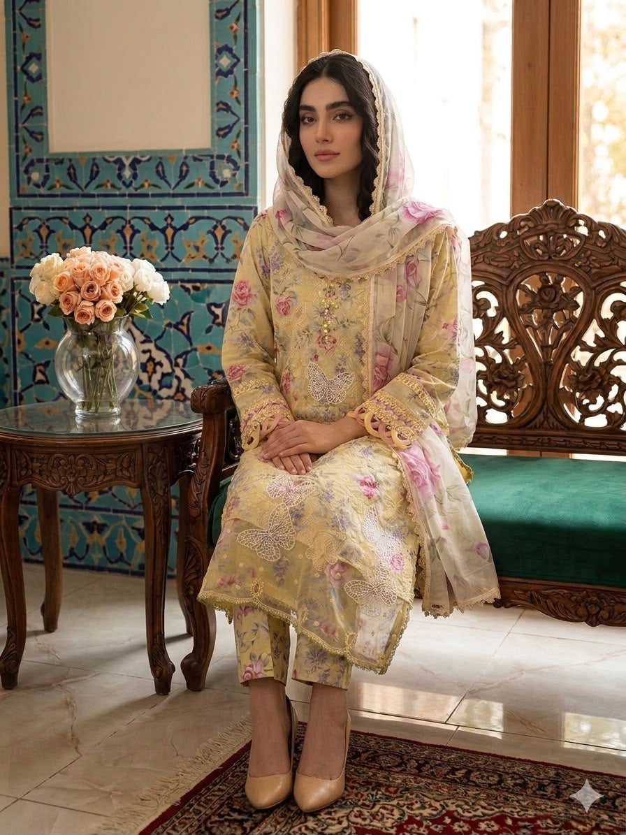 Raza Fabrics | Premium Luxury Lawn  Suit '26.