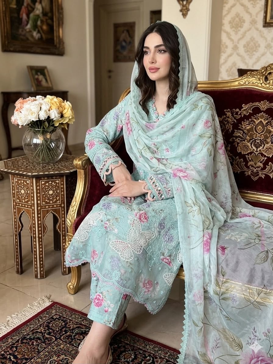 Raza Fabrics | Premium Luxury Lawn  Suit '26.