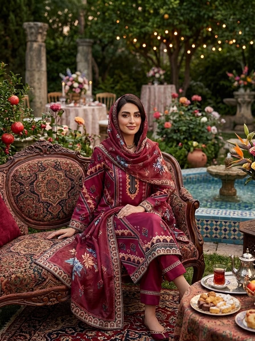 Raza Fabrics Premium Chamois Silk Unstitched Suit - Floral Print