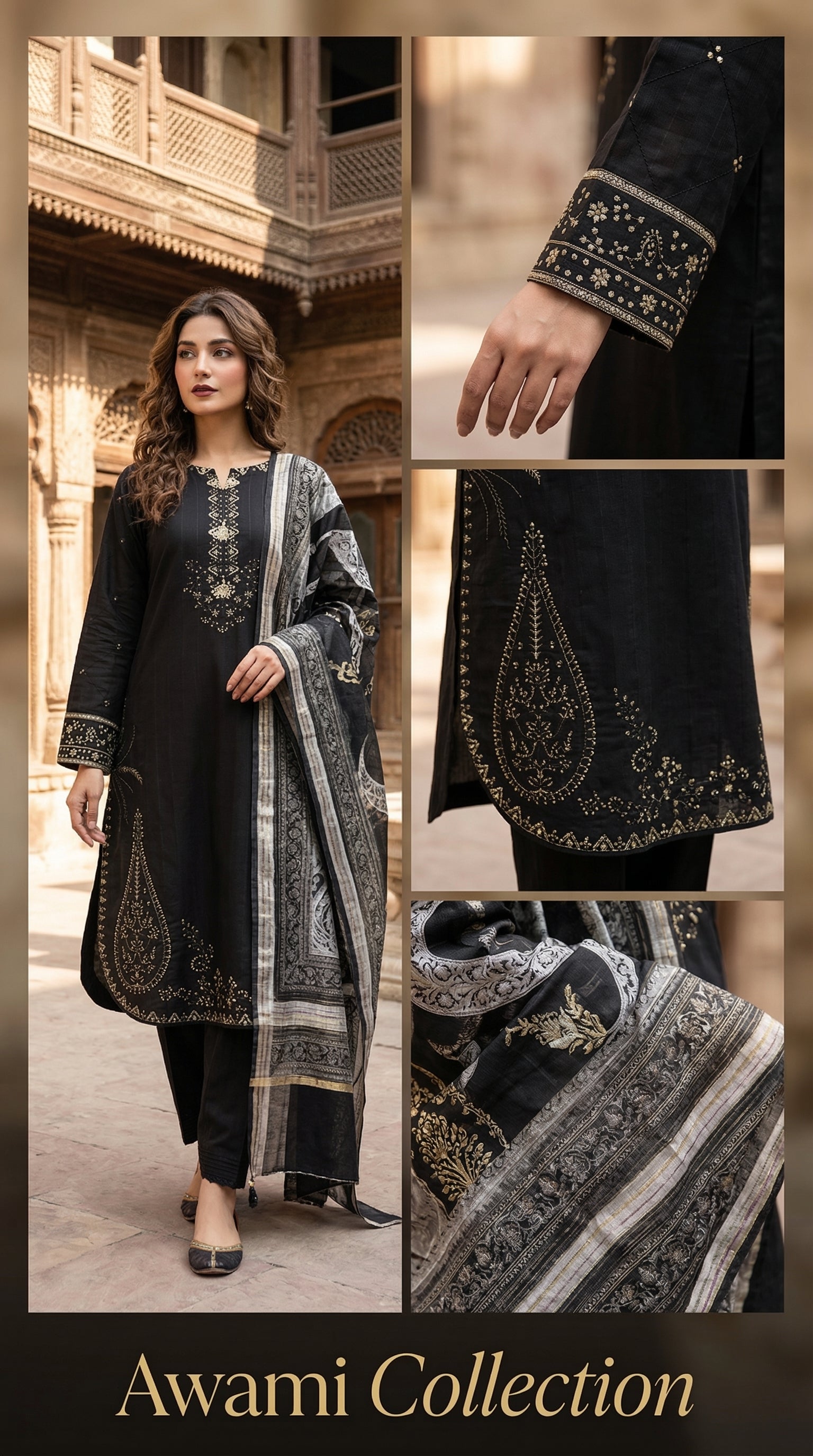 Midnight Noir Embroidered Ensemble