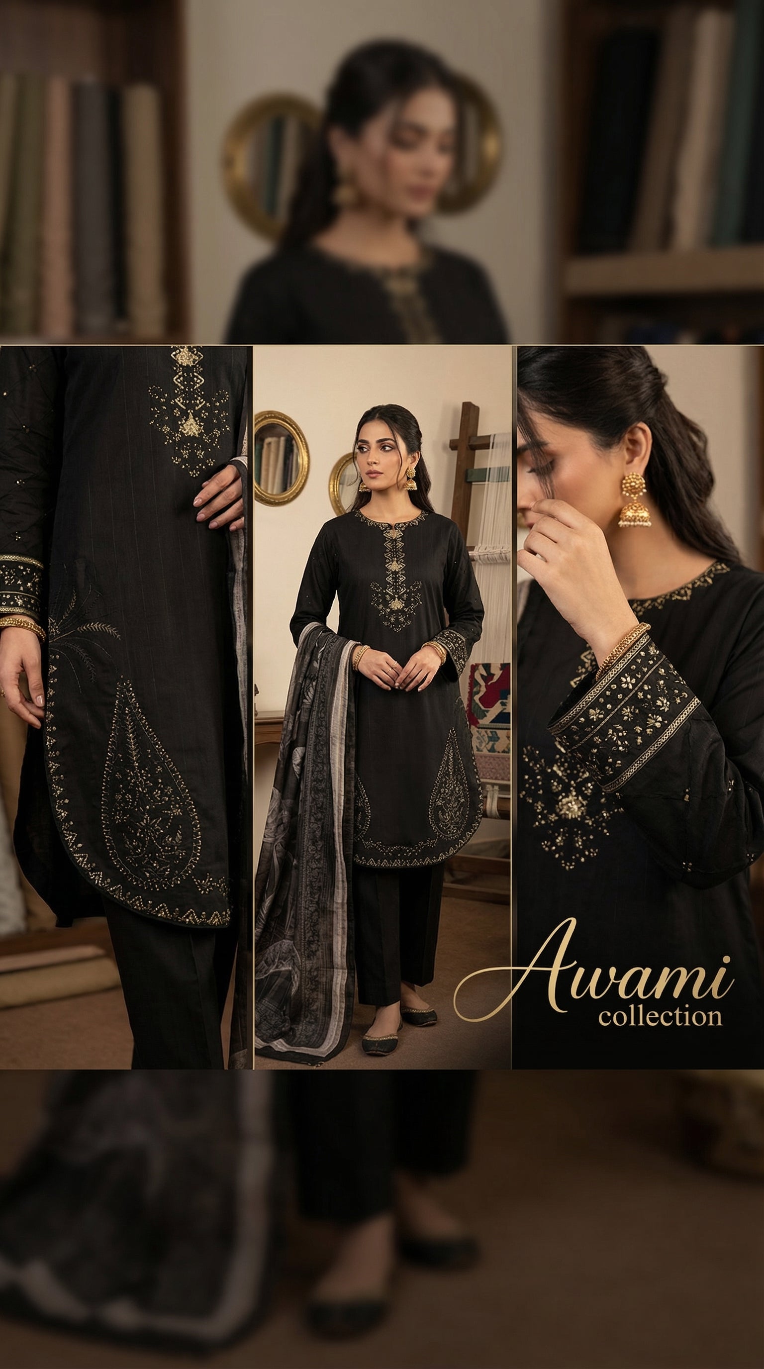 Midnight Noir Embroidered Ensemble