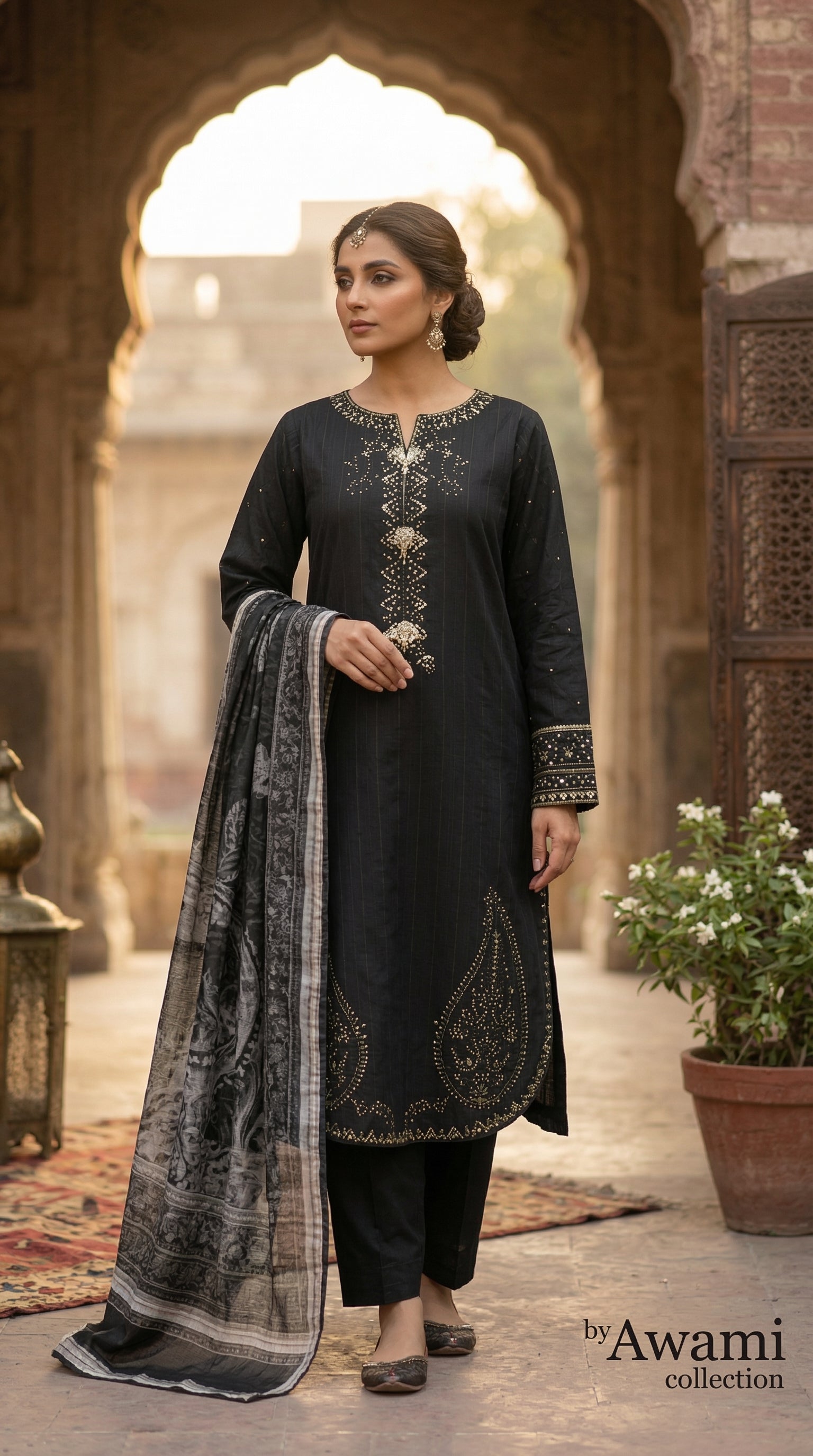 Midnight Noir Embroidered Ensemble